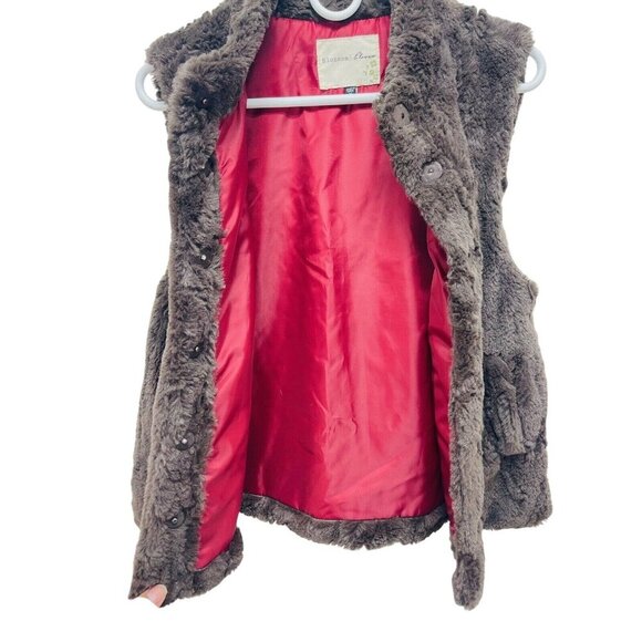 Blossom & Clover Women’s Faux Fur Outer Shell Vest Coats Jacket Brown Size M - Picture 2 of 9